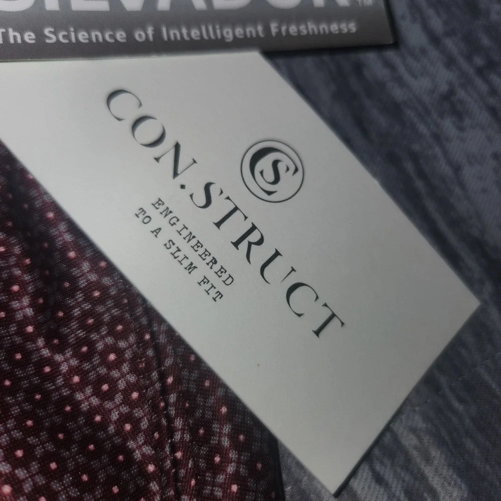 Con.Struct Dot Print Henley Shirt Slim Fit Long Sleeve‎ Burgundy Size L